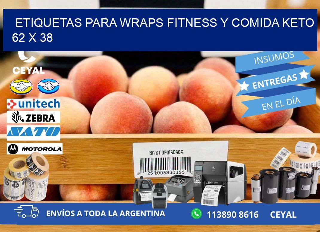 Etiquetas para wraps fitness y comida keto 62 x 38