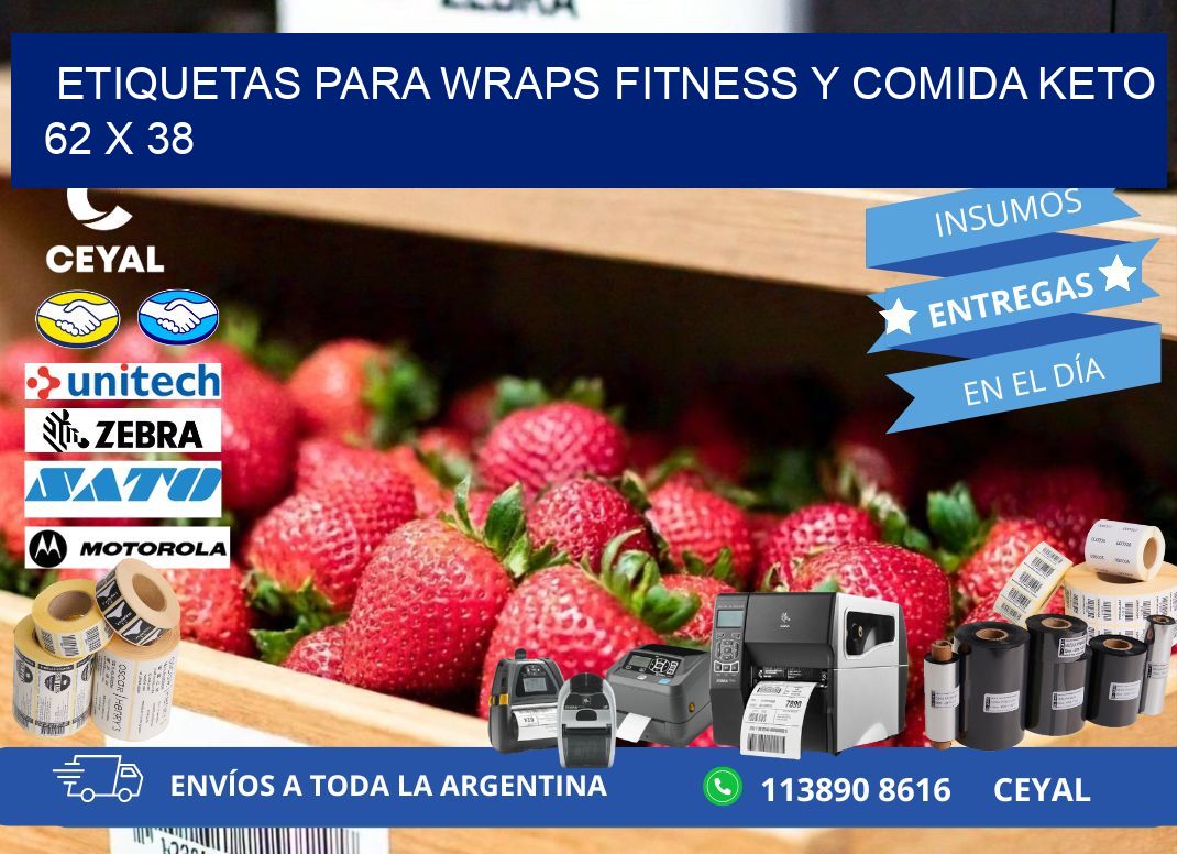 Etiquetas para wraps fitness y comida keto 62 x 38