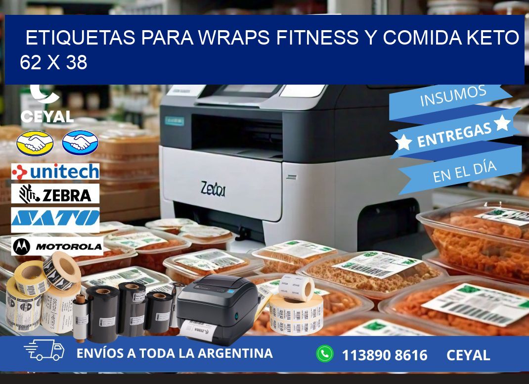 Etiquetas para wraps fitness y comida keto 62 x 38