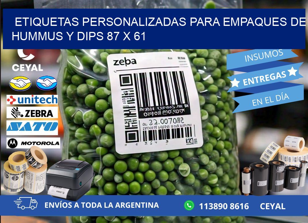 Etiquetas personalizadas para empaques de hummus y dips 87 x 61