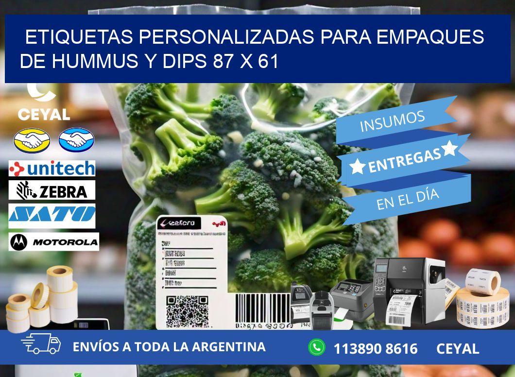 Etiquetas personalizadas para empaques de hummus y dips 87 x 61
