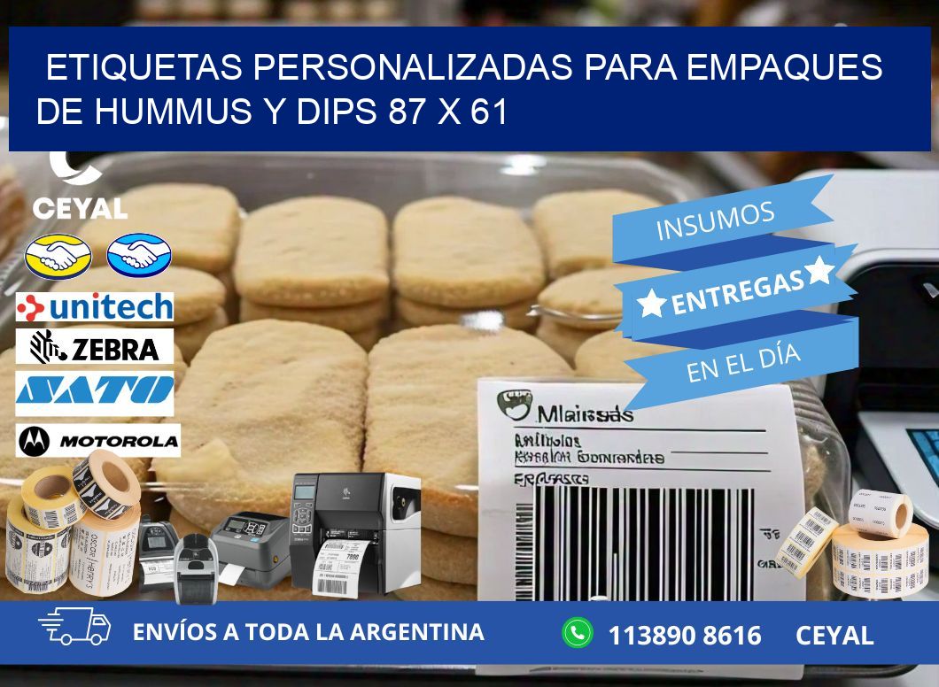 Etiquetas personalizadas para empaques de hummus y dips 87 x 61