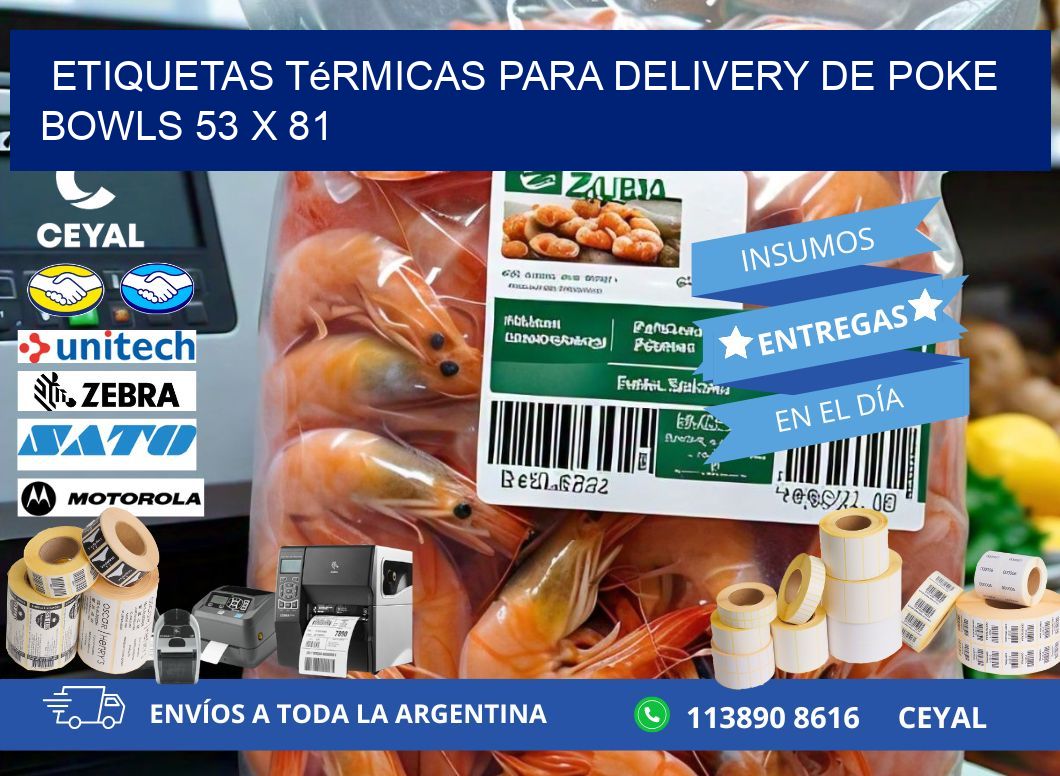 Etiquetas térmicas para delivery de poke bowls 53 x 81