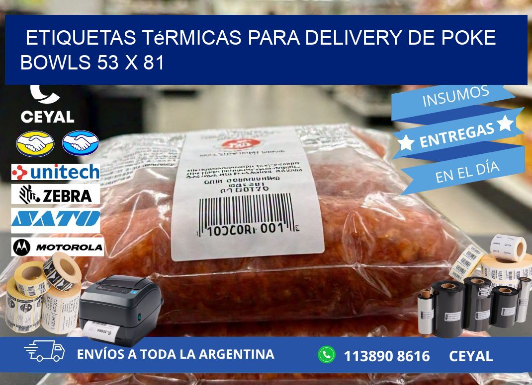 Etiquetas térmicas para delivery de poke bowls 53 x 81