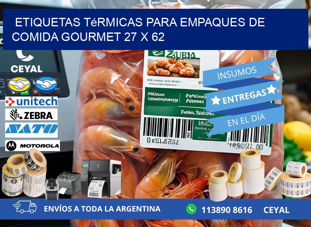 Etiquetas térmicas para empaques de comida gourmet 27 x 62