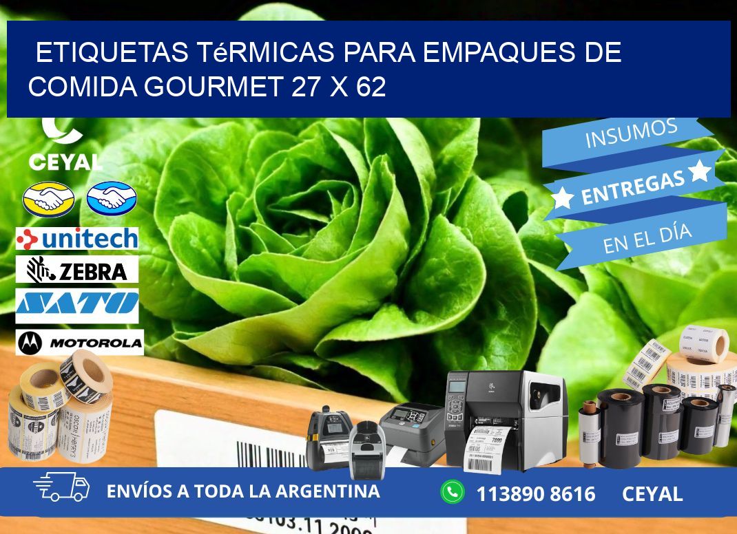 Etiquetas térmicas para empaques de comida gourmet 27 x 62
