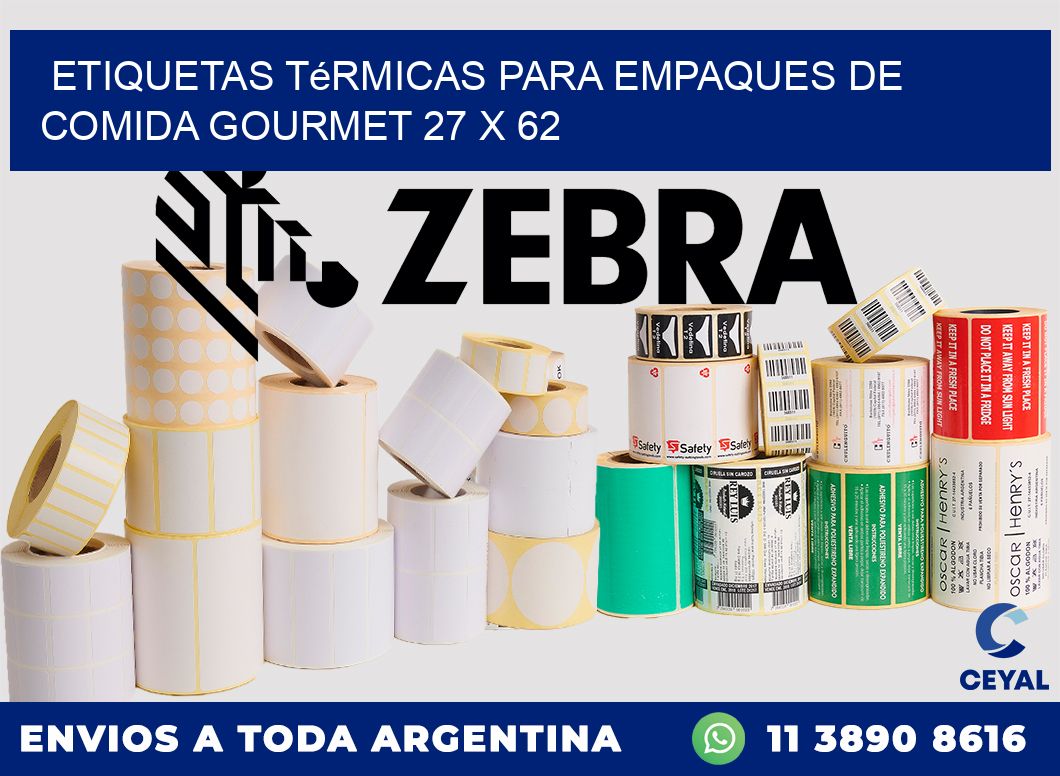 Etiquetas térmicas para empaques de comida gourmet 27 x 62