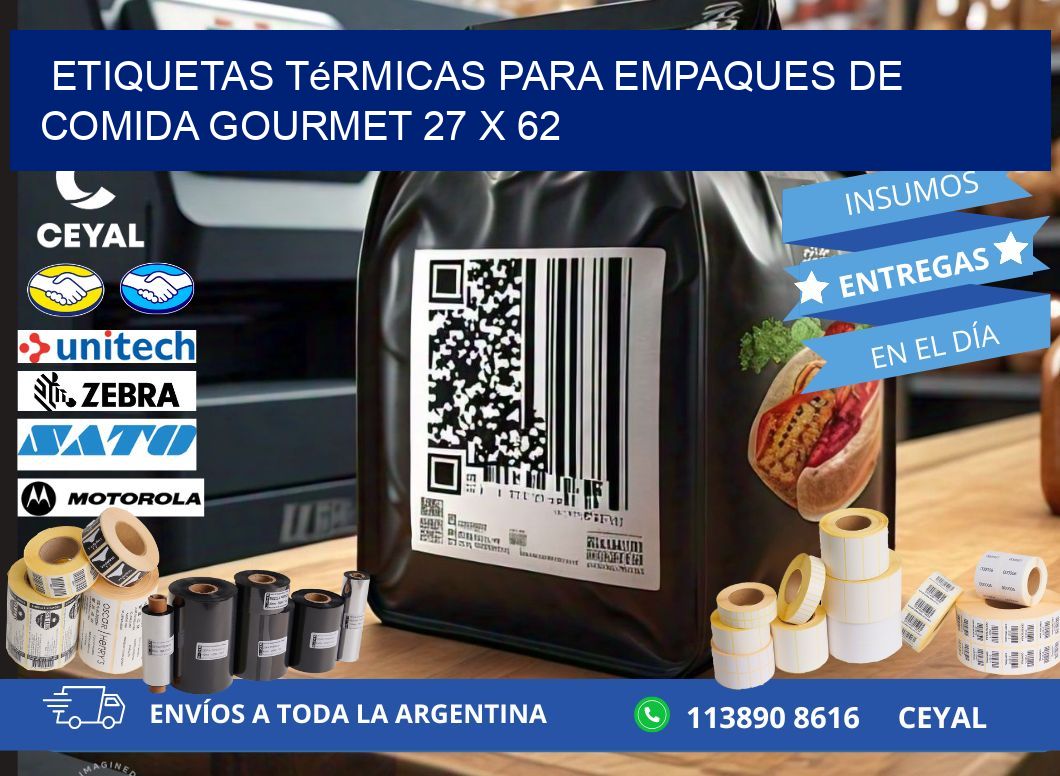 Etiquetas térmicas para empaques de comida gourmet 27 x 62