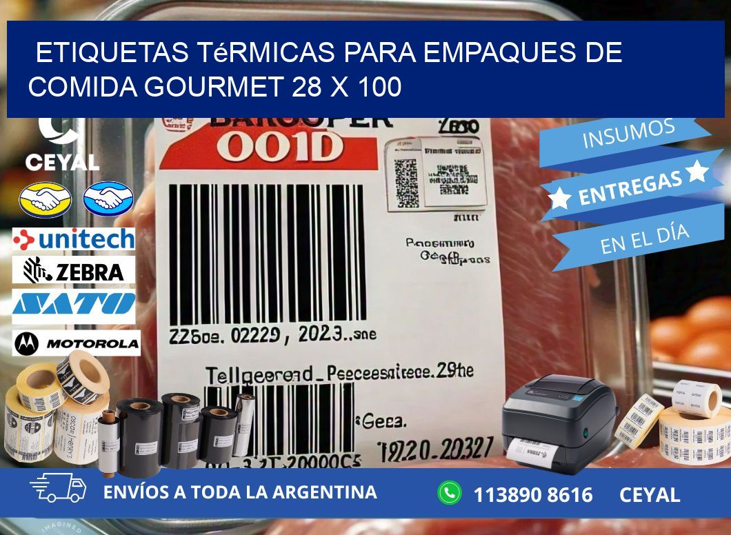 Etiquetas térmicas para empaques de comida gourmet 28 x 100