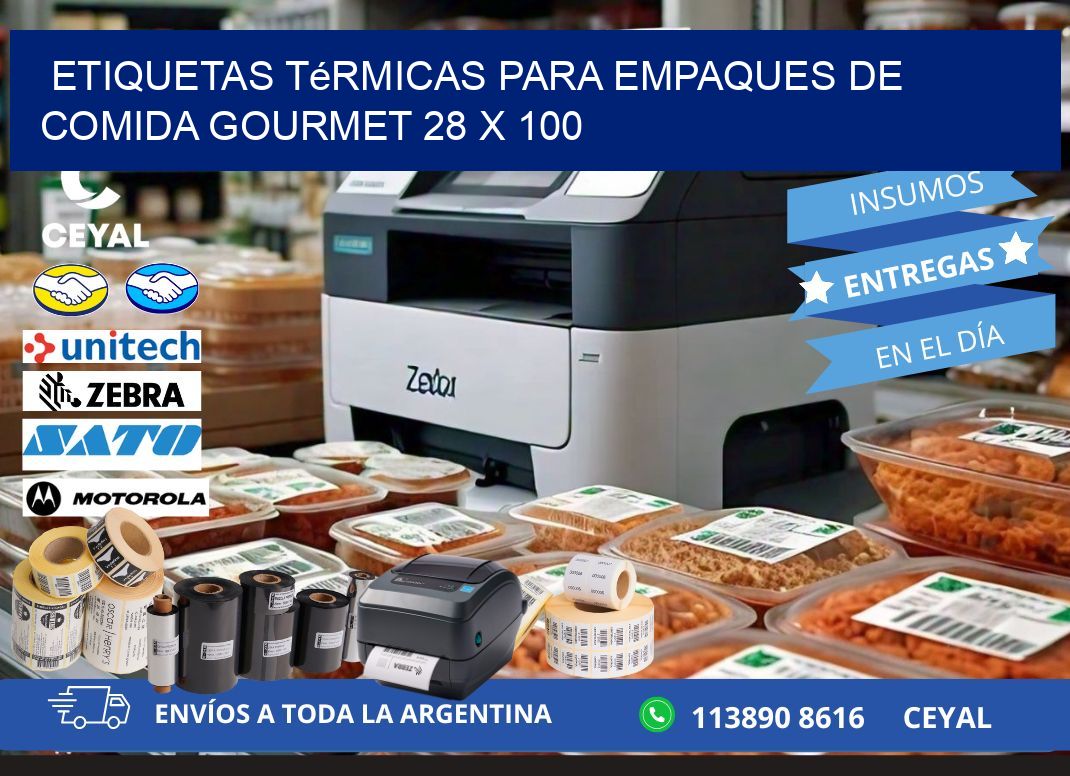 Etiquetas térmicas para empaques de comida gourmet 28 x 100