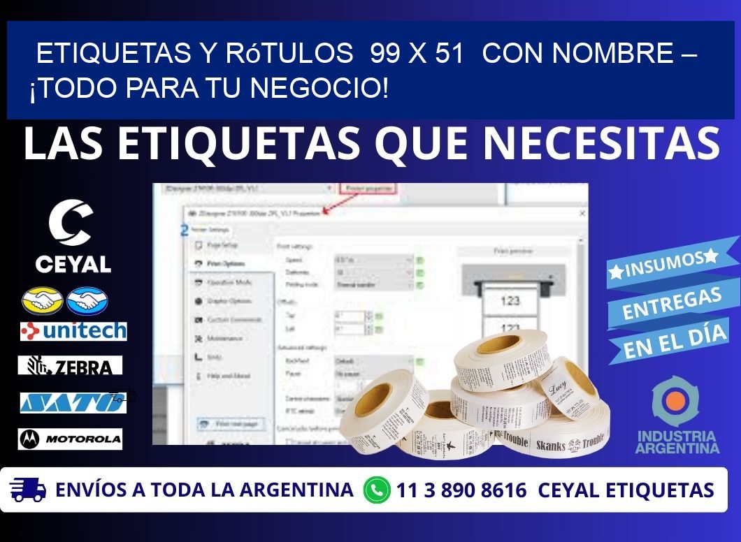 Etiquetas y Rótulos  99 x 51  con Nombre – ¡Todo para tu Negocio!