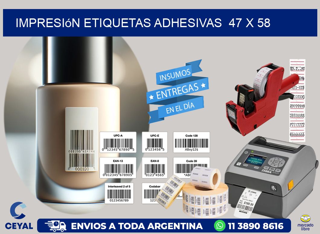 Impresión Etiquetas adhesivas  47 x 58