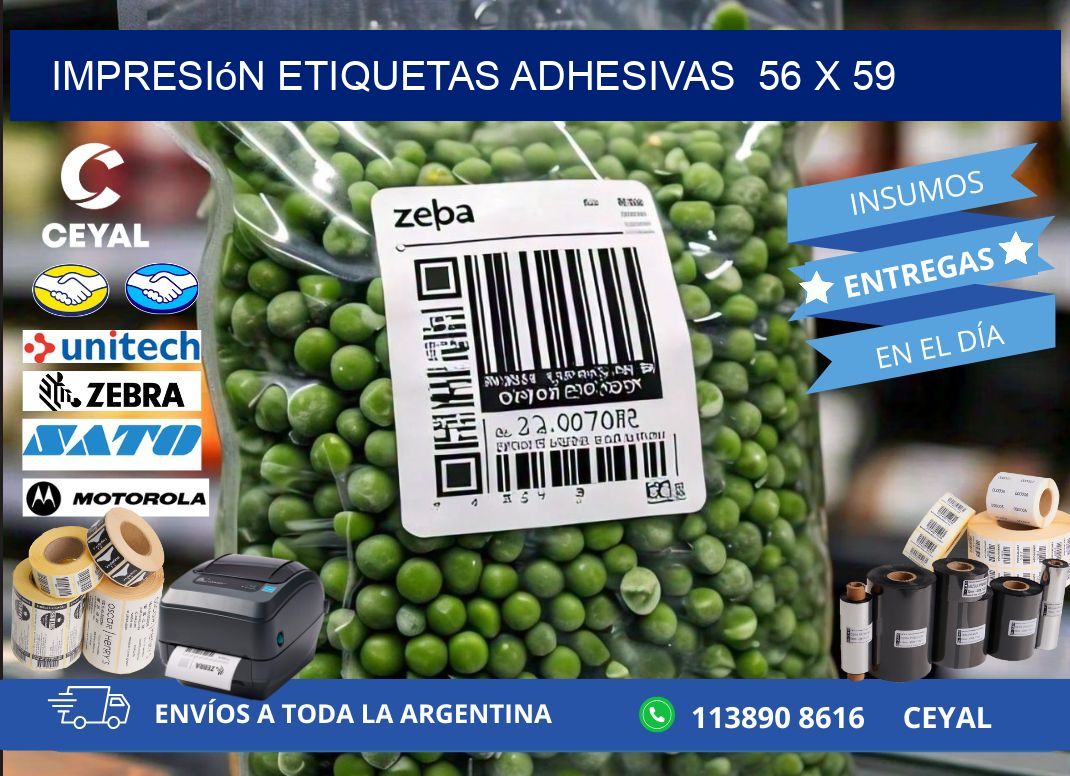 Impresión Etiquetas adhesivas  56 x 59