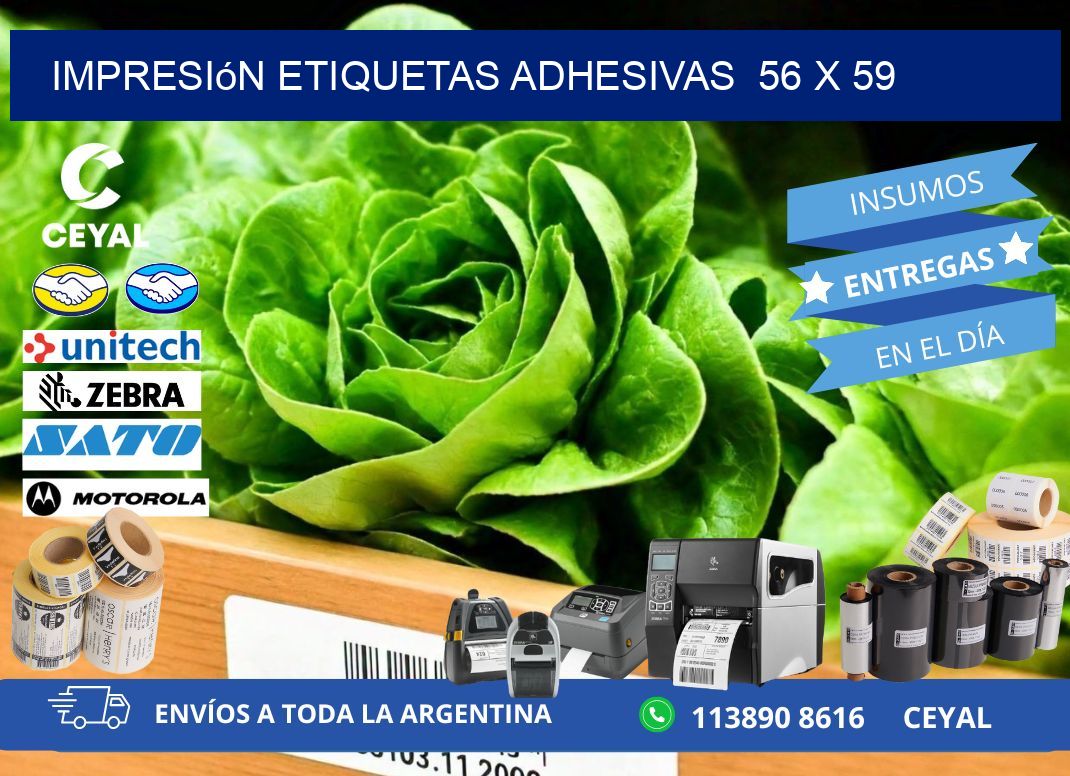 Impresión Etiquetas adhesivas  56 x 59