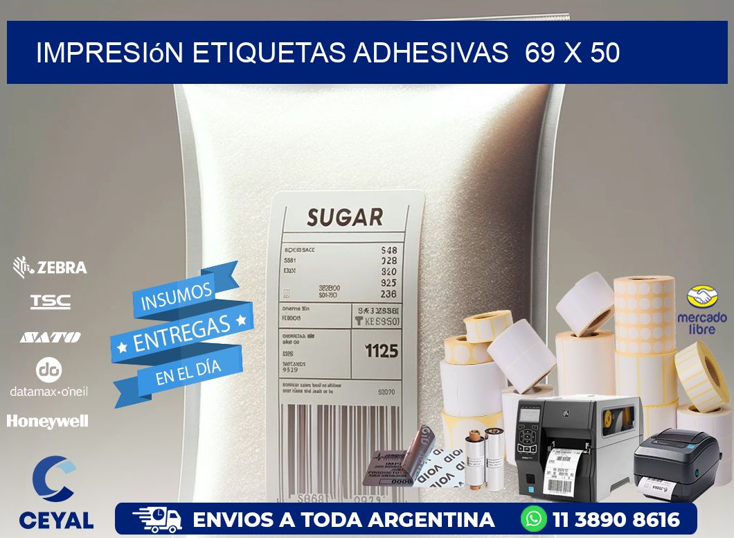 Impresión Etiquetas adhesivas  69 x 50