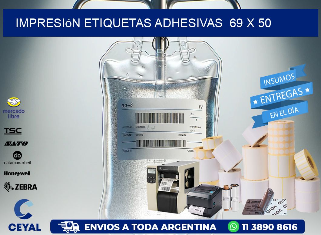 Impresión Etiquetas adhesivas  69 x 50