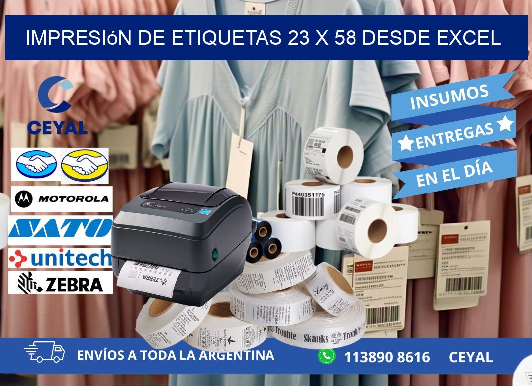 Impresión de Etiquetas 23 x 58 desde Excel
