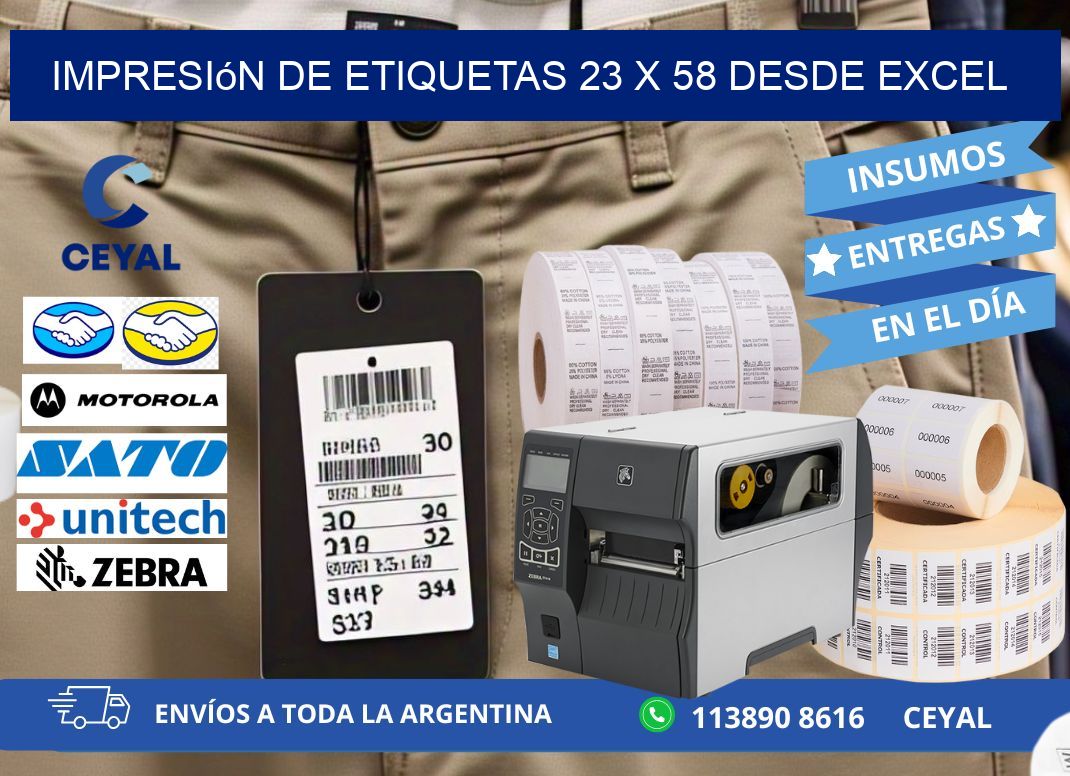 Impresión de Etiquetas 23 x 58 desde Excel