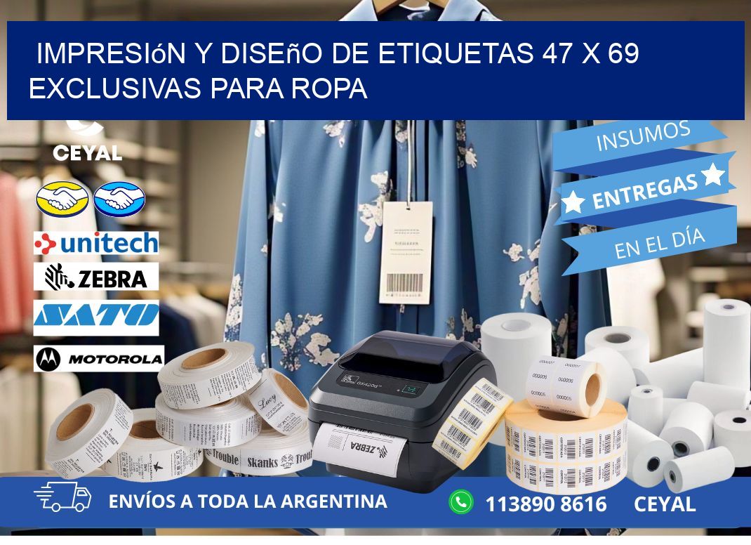 Impresión y Diseño de Etiquetas 47 x 69 Exclusivas para Ropa
