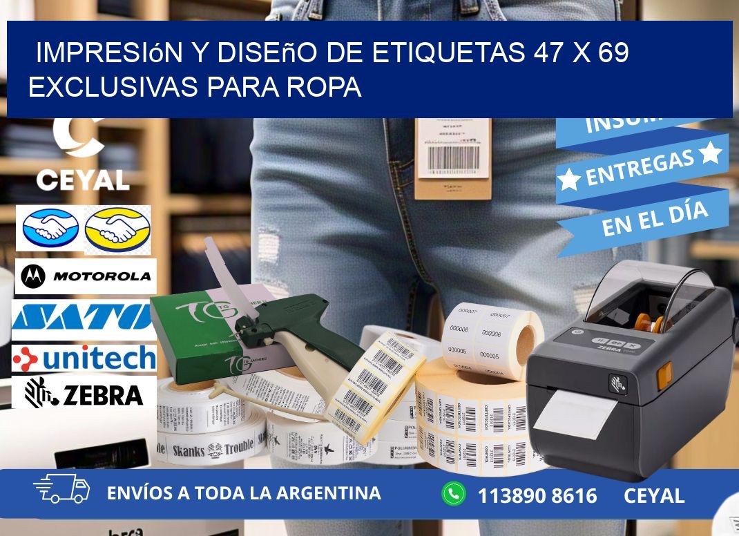 Impresión y Diseño de Etiquetas 47 x 69 Exclusivas para Ropa