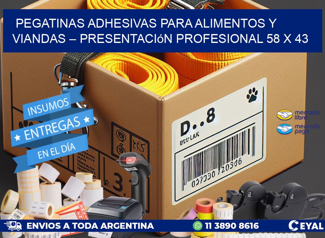 Pegatinas Adhesivas para Alimentos y Viandas – Presentación Profesional 58 x 43