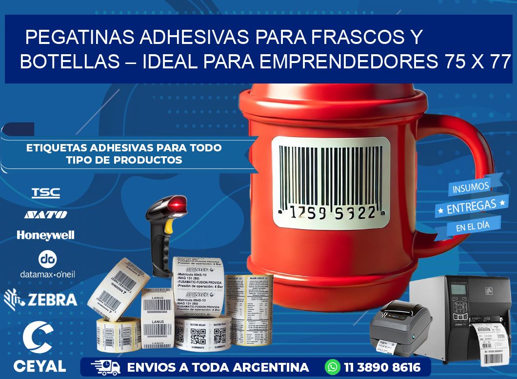 Pegatinas Adhesivas para Frascos y Botellas – Ideal para Emprendedores 75 x 77