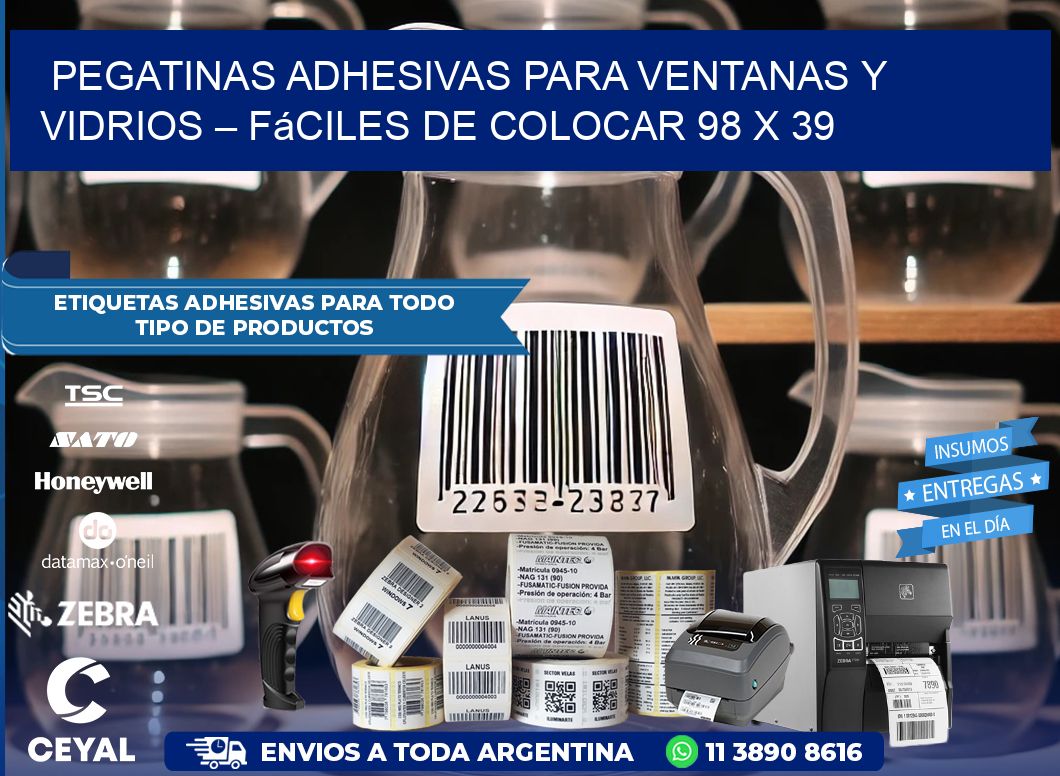 Pegatinas Adhesivas para Ventanas y Vidrios – Fáciles de Colocar 98 x 39