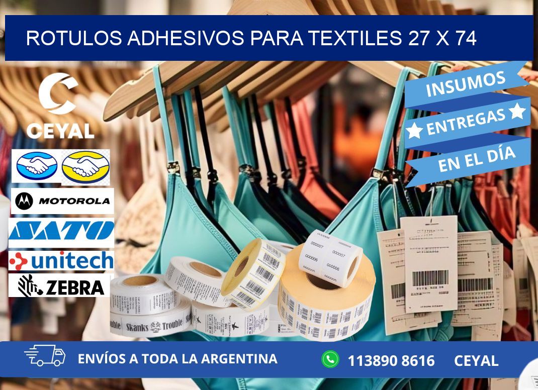ROTULOS ADHESIVOS PARA TEXTILES 27 x 74