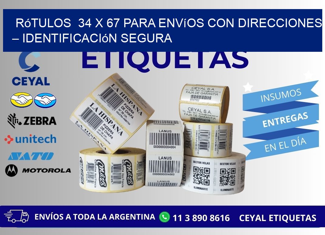 Rótulos  34 x 67 para Envíos con Direcciones – Identificación Segura