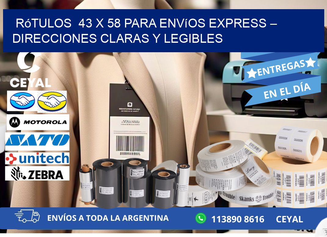 Rótulos  43 x 58 para Envíos Express – Direcciones Claras y Legibles