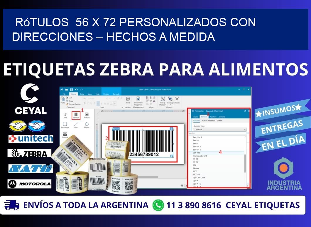 Rótulos  56 x 72 Personalizados con Direcciones – Hechos a Medida