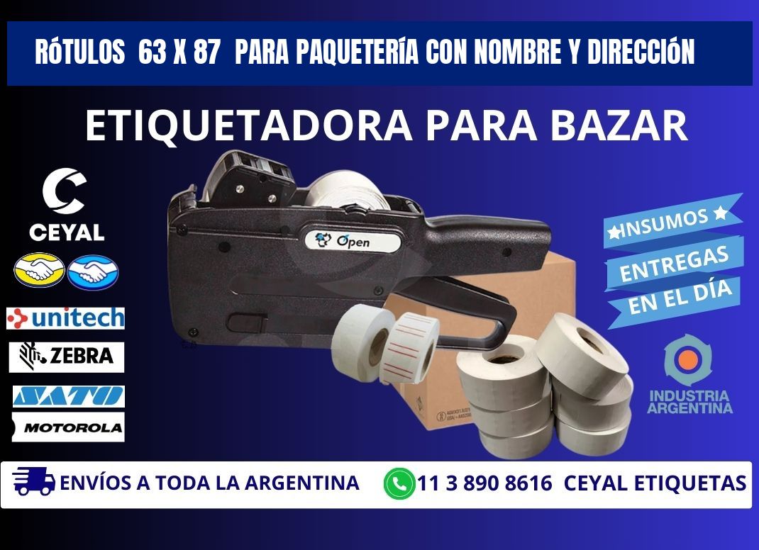 Rótulos  63 x 87  para Paquetería con Nombre y Dirección