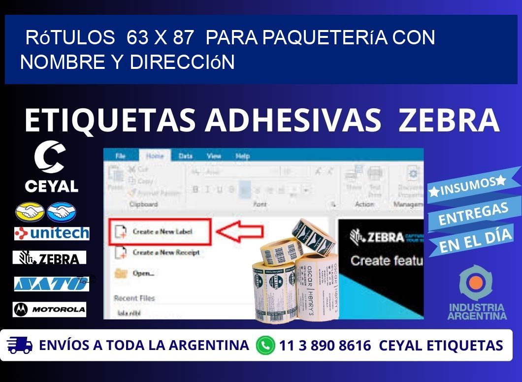 Rótulos  63 x 87  para Paquetería con Nombre y Dirección