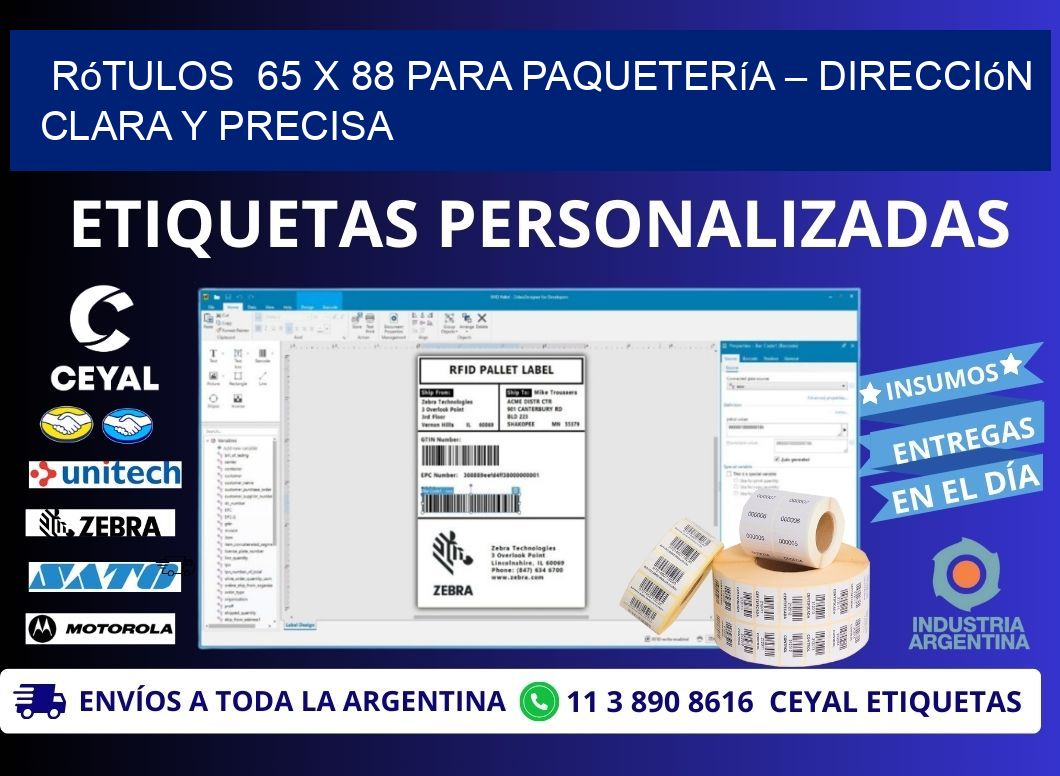 Rótulos  65 x 88 para Paquetería – Dirección Clara y Precisa