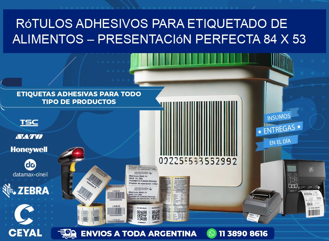 Rótulos Adhesivos para Etiquetado de Alimentos – Presentación Perfecta 84 x 53