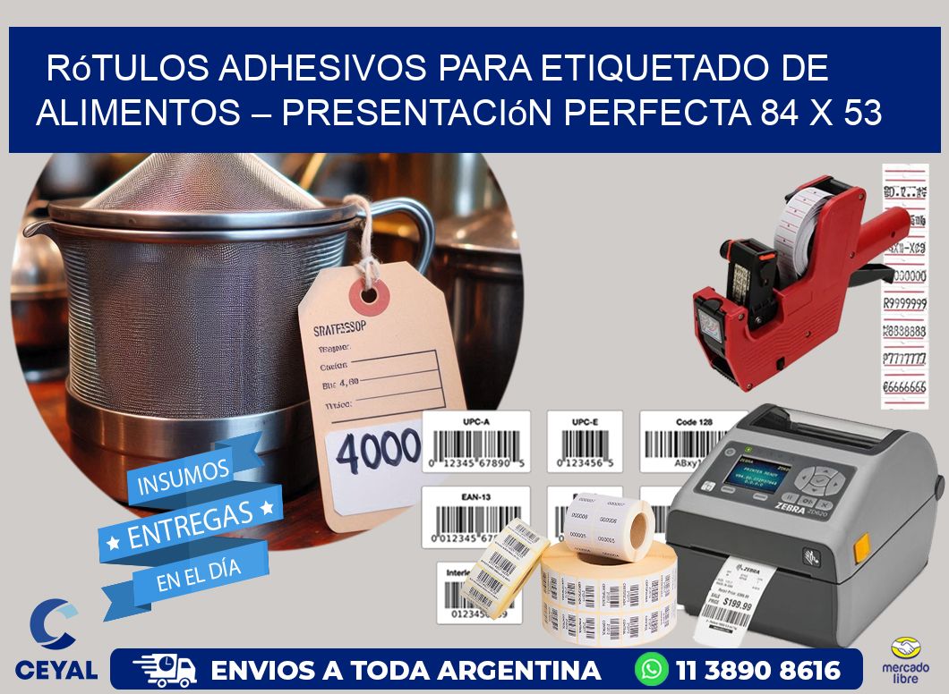 Rótulos Adhesivos para Etiquetado de Alimentos – Presentación Perfecta 84 x 53