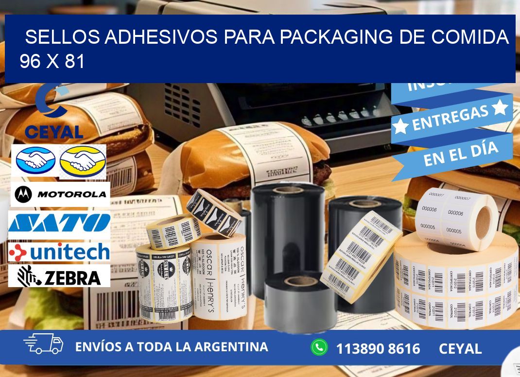 SELLOS ADHESIVOS PARA PACKAGING DE COMIDA  96 x 81