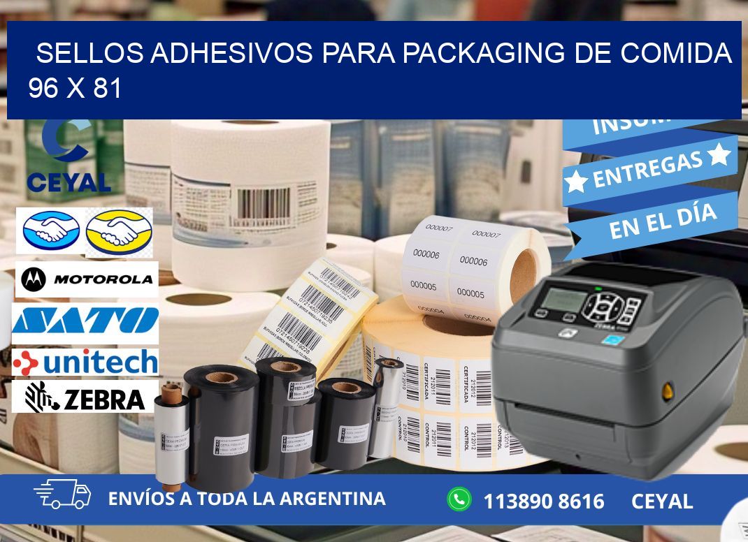 SELLOS ADHESIVOS PARA PACKAGING DE COMIDA  96 x 81