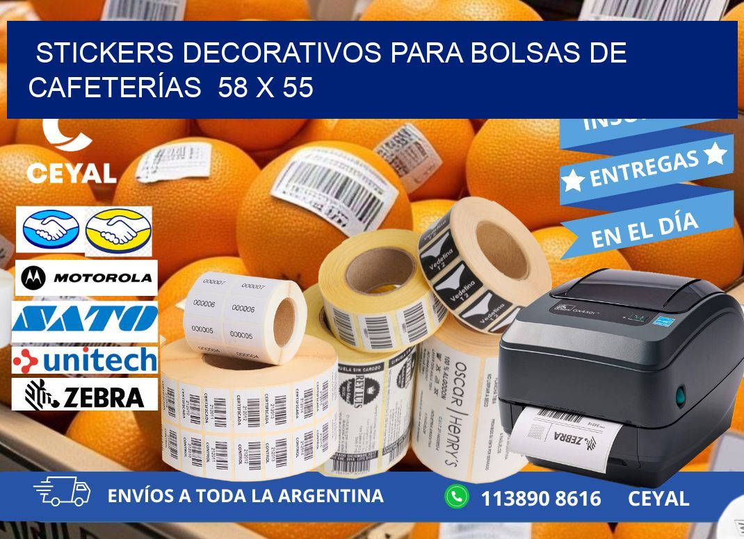 STICKERS DECORATIVOS PARA BOLSAS DE CAFETERÍAS 58 x 55