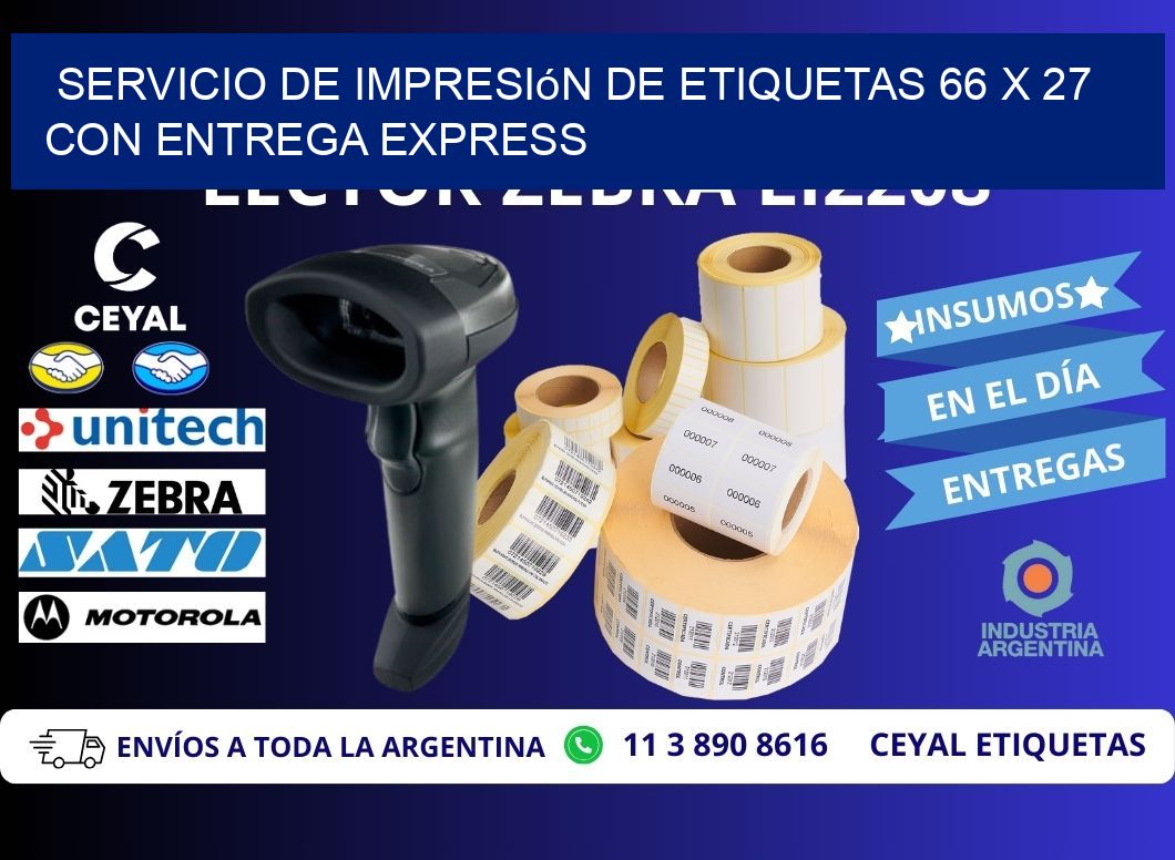 Servicio de Impresión de Etiquetas 66 x 27 con Entrega Express