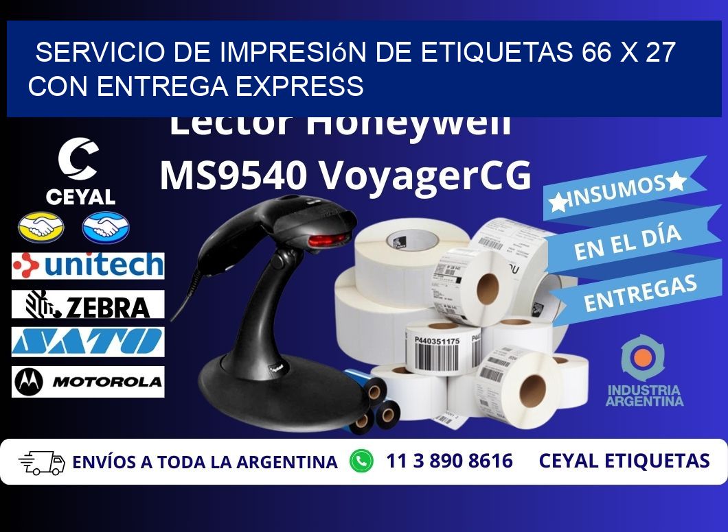 Servicio de Impresión de Etiquetas 66 x 27 con Entrega Express