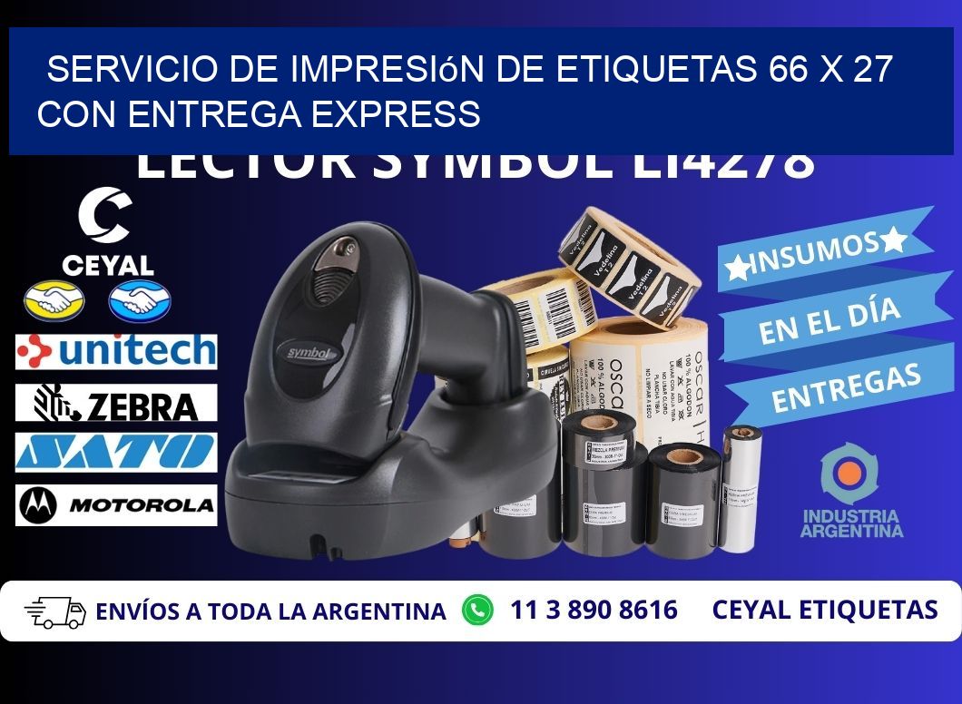 Servicio de Impresión de Etiquetas 66 x 27 con Entrega Express