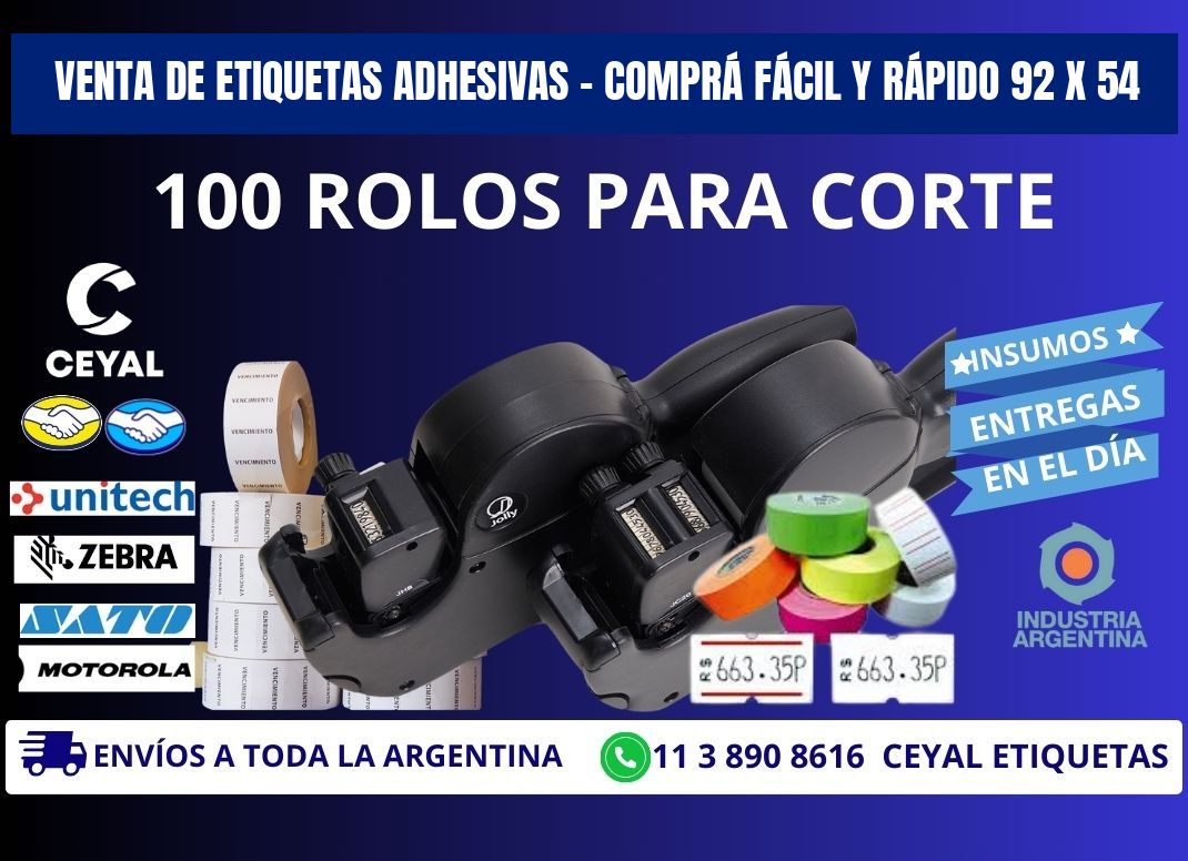 VENTA DE ETIQUETAS ADHESIVAS – COMPRÁ FÁCIL Y RÁPIDO 92 x 54