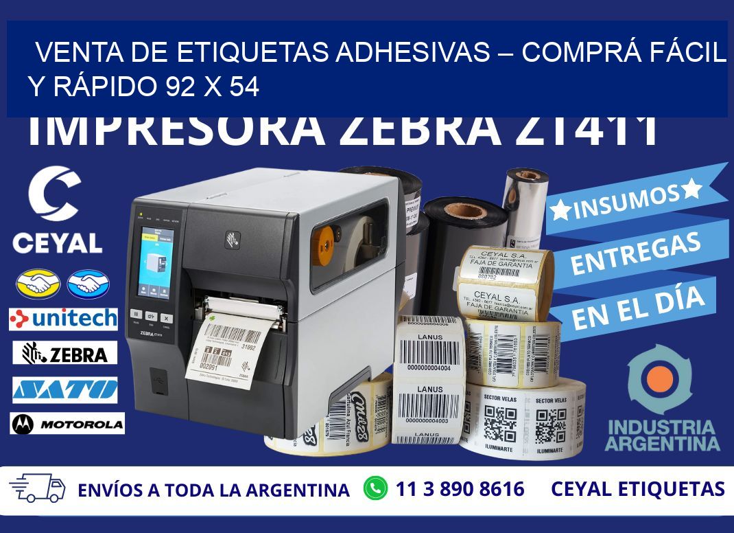 VENTA DE ETIQUETAS ADHESIVAS – COMPRÁ FÁCIL Y RÁPIDO 92 x 54