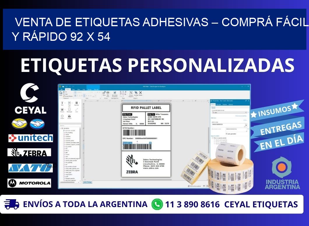 VENTA DE ETIQUETAS ADHESIVAS – COMPRÁ FÁCIL Y RÁPIDO 92 x 54