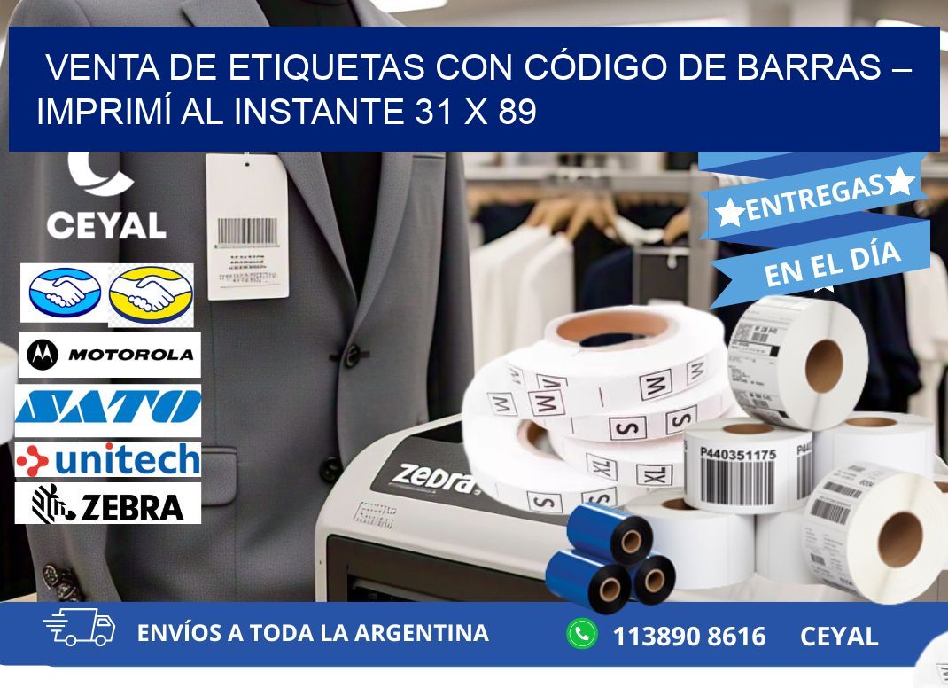 VENTA DE ETIQUETAS CON CÓDIGO DE BARRAS – IMPRIMÍ AL INSTANTE 31 x 89