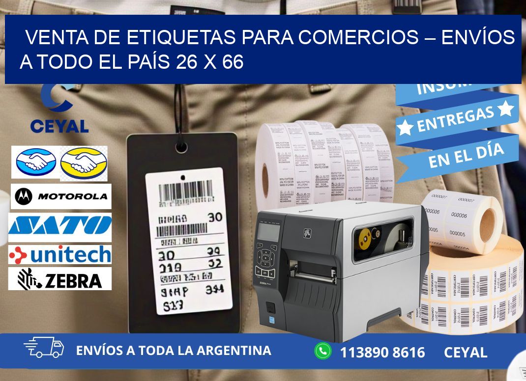 VENTA DE ETIQUETAS PARA COMERCIOS – ENVÍOS A TODO EL PAÍS 26 x 66