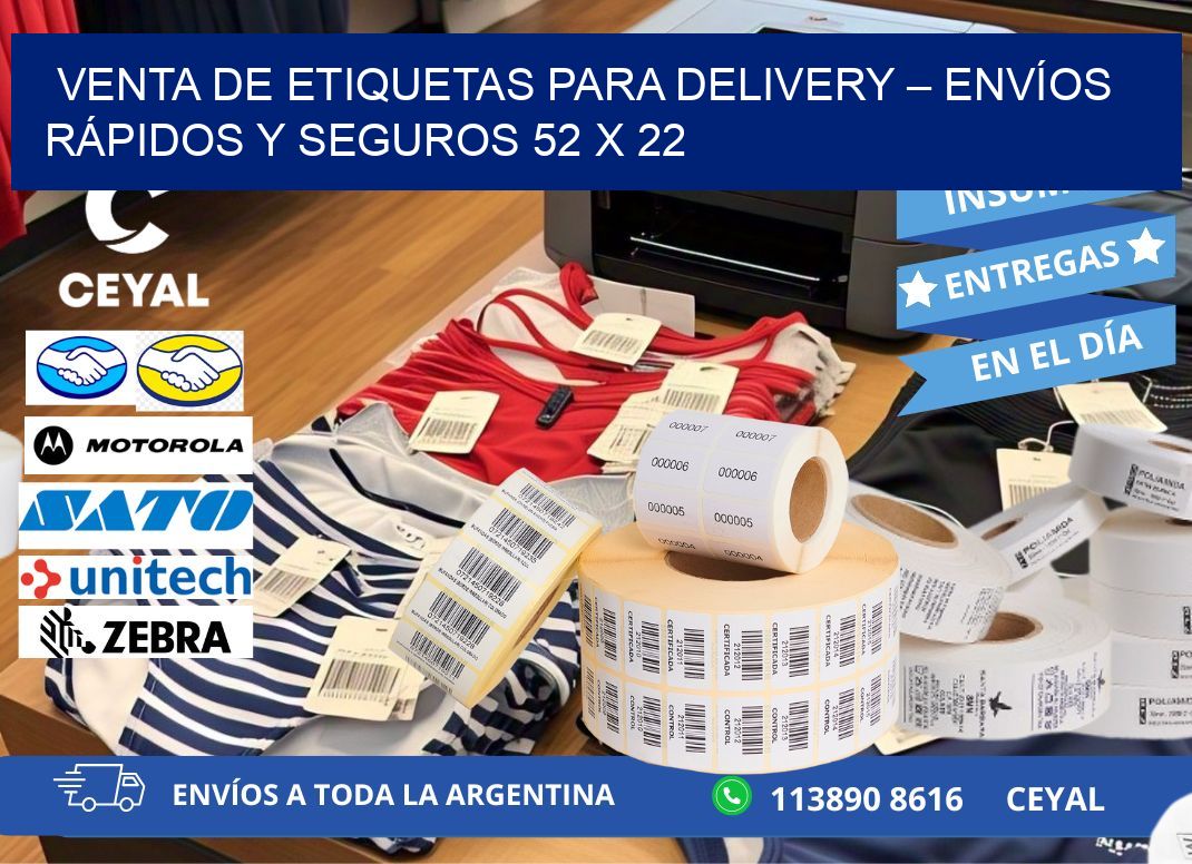 VENTA DE ETIQUETAS PARA DELIVERY – ENVÍOS RÁPIDOS Y SEGUROS 52 x 22