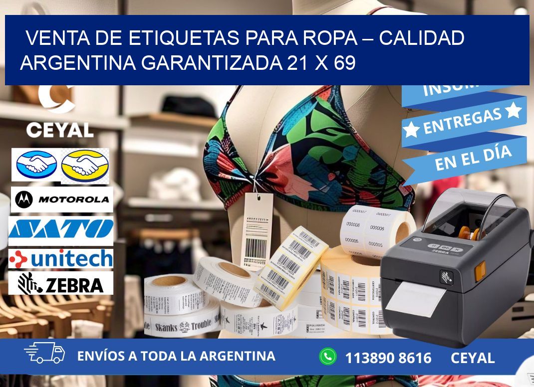 VENTA DE ETIQUETAS PARA ROPA – CALIDAD ARGENTINA GARANTIZADA 21 x 69