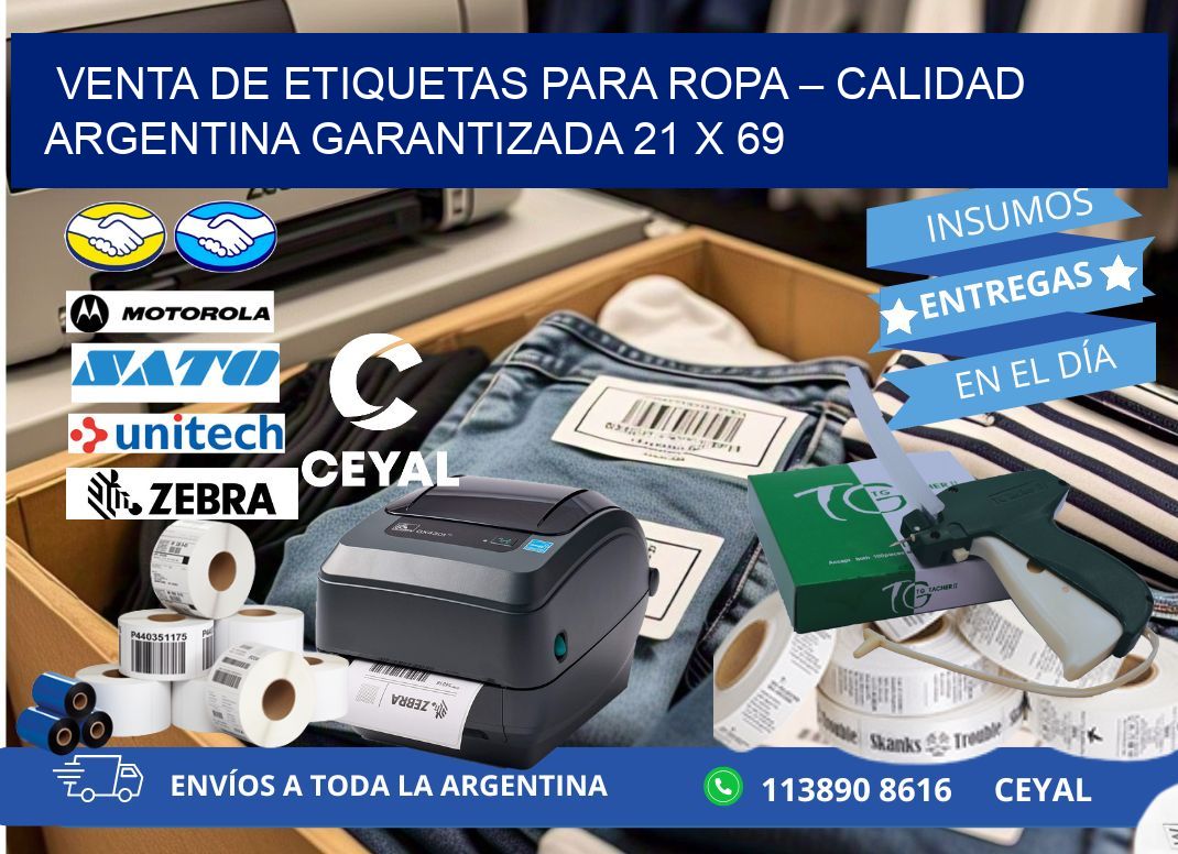 VENTA DE ETIQUETAS PARA ROPA – CALIDAD ARGENTINA GARANTIZADA 21 x 69